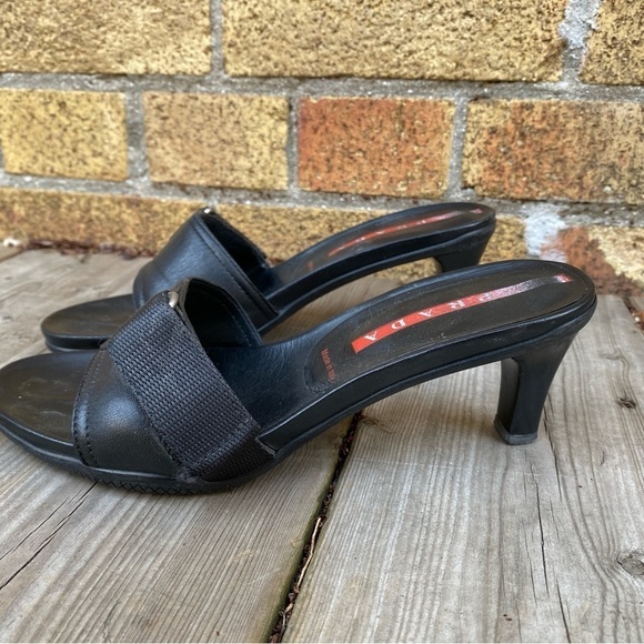 Vintage Prada Sport Black Leather Mules Size 35.5 - Picture 15 of 16